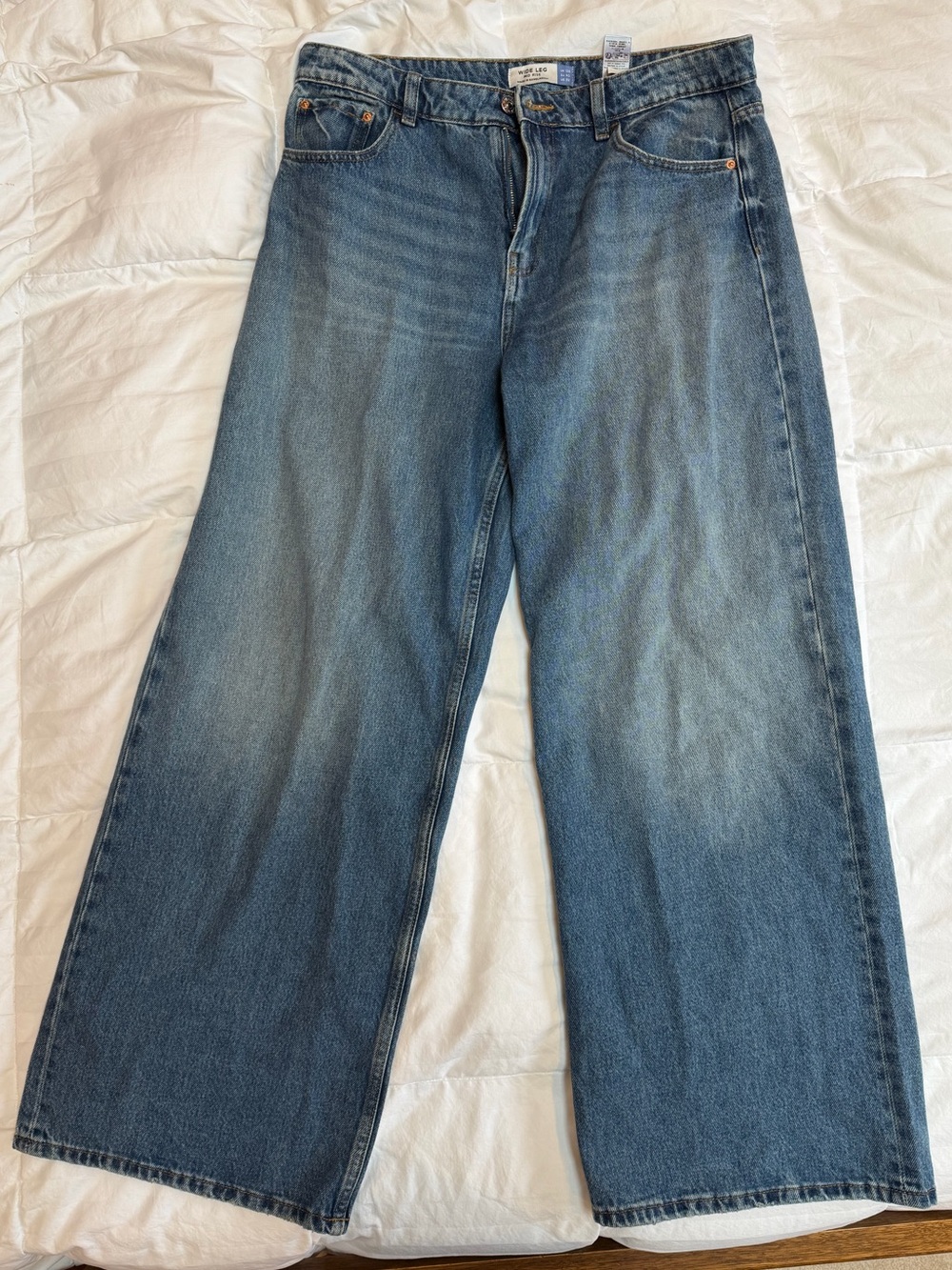 next Wide-Leg Flare Jeans - Medium Blue